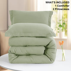 MERITLIFE Beige Comforter Queen Size Set, Lightweight Plain Bedding Comforters Sets, All Season Fluffy Bed Set (90x90In Comforter & 2 Pillowcases)