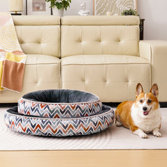 COSYJOY Soft Plush Round Pet Bed Calming Donut Dog Bed for Medium Large Dogs & Cats, Machine Washable Anti-Anxiety Donut Cuddler Round Dog Beds, 30" Dark Gray