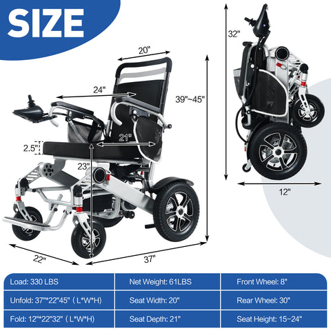 2025 Ranger Discovery Lightweight Foldable Weatherproof Exclusive Electric Wheelchair, Portable, Brushless Powerful Motors, Dual Battery, All Terrain (Silver, Standard)