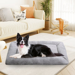 MERITLIFE Plush Washable Dog Bed Ultra Soft Dog Crate Mat Kennel Pad Anti-Slip Pet Sleeping Bed for Small Medium Large Dogs,Gray