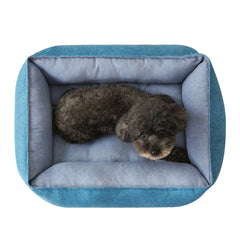 COSYJOY Rectangle Pet Bed with Four-Sided Bolster Cushion For Medium Large Dogs/ Cats, Washable Linen Soft Cuddle Dog Bed Calming Sleeping Dog Bed, Anti-Slip Bottom