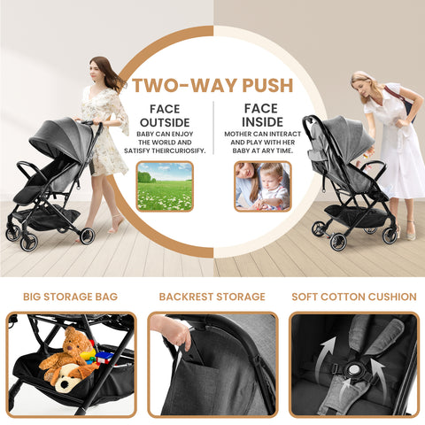 MERITLIFE Lightweight Baby Travel Stroller–Compact & Airplane-Friendly, Portable One-Hand Fold Design - Ergonomic Seat for Infant & Toddler
