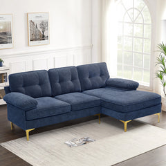 Modern Linen Fabric L-Shaped Couch 4-Seat Sofa Sectional,82.7'' Upholstered Sofa,Convertible Sectional Sofa Couch with Chaise