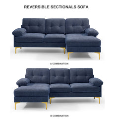 Modern Linen Fabric L-Shaped Couch 4-Seat Sofa Sectional,82.7'' Upholstered Sofa,Convertible Sectional Sofa Couch with Chaise