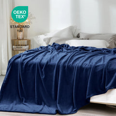 MERITLIFE Flannel Fleece Microfiber Throw Blanket, Luxury Dark Grey Queen Size Lightweight Cozy Couch Bed Super Soft and Warm Plush Solid Color (90 x 90 inches)