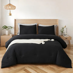 MERITLIFE Comforter Queen Size Set, Dark Gray Lightweight Plain Bedding Comforters Sets, All Season Fluffy Bed Set (90x90In Comforter & 2 Pillowcases)