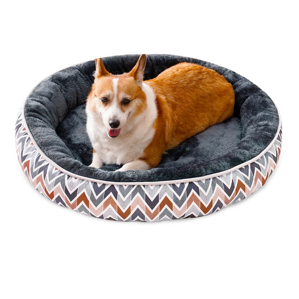 COSYJOY Soft Plush Round Pet Bed Calming Donut Dog Bed for Medium Large Dogs & Cats, Machine Washable Anti-Anxiety Donut Cuddler Round Dog Beds, 30" Dark Gray