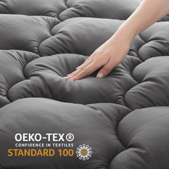 MERITLIFE Extra Thick Cooling Mattress Topper for Back Pain, 100% 400TC Waterproof Mattress Pad Cover - Down Alternative Pillow Top, Hotel Quality Hypoallergenic King Size, Gray