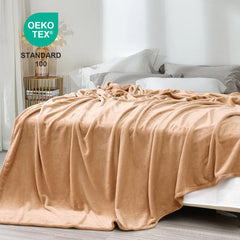 MERITLIFE Flannel Fleece Microfiber Throw Blanket, Luxury Dark Grey Queen Size Lightweight Cozy Couch Bed Super Soft and Warm Plush Solid Color (90 x 90 inches)