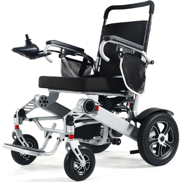 2025 Ranger Discovery Lightweight Foldable Weatherproof Exclusive Electric Wheelchair, Portable, Brushless Powerful Motors, Dual Battery, All Terrain (Silver, Standard)