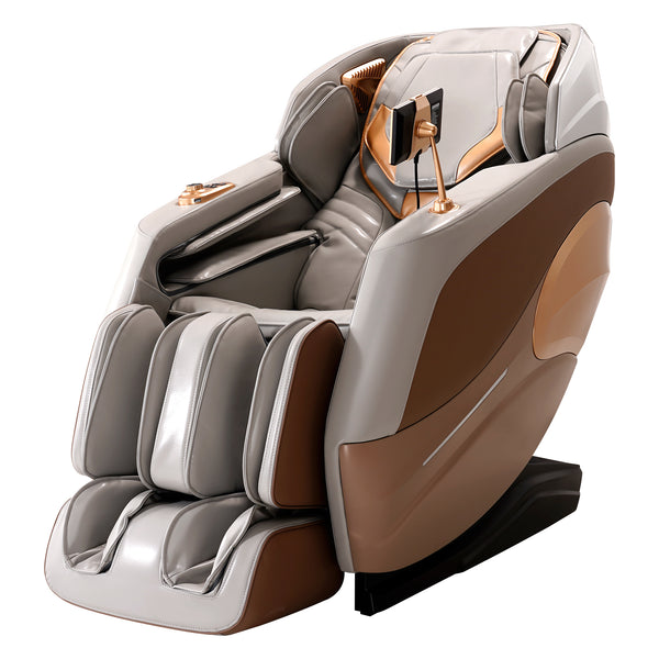 MERITLIFE 2024 Massage Chair, Full Body Zero Gravity Recliner with Yoga Stretching, Intelligent Voice Control, SL Track, Foot Rollers, Airbags, Heating, and Bluetooth (Brown)