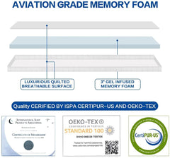 MERITLIFE 3 Inch Memory Foam Mattress Topper,Cool Gel Infused Foam Bed Topper Mattress Pad,CertiPUR-US Certified