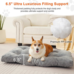 COSYJOY 6.5" Extra-Thick Large Dog Bed, Smooth Velvet Cloth Dog Bed Kennel Mat for Large Medium Dogs, Machine Washable & Anti Slip