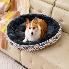 COSYJOY Soft Plush Round Pet Bed Calming Donut Dog Bed for Medium Large Dogs & Cats, Machine Washable Anti-Anxiety Donut Cuddler Round Dog Beds, 30" Dark Gray