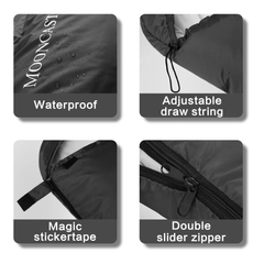 MOONCAST 0 ºC Sleeping Bags, Compression Sack Portable and Lightweight for Camping, Dark Gray