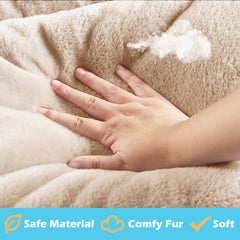 MERITLIFE Plush Washable Dog Bed Ultra Soft Dog Crate Mat Kennel Pad,Anti-Slip Pet Sleeping Bed for Small Medium Large Dogs,Beige 42" x 28"