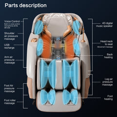 MERITLIFE 2024 Massage Chair, Full Body Zero Gravity Recliner with Yoga Stretching, Intelligent Voice Control, SL Track, Foot Rollers, Airbags, Heating, and Bluetooth (Brown)