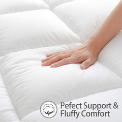 MERITLIFE King Extra Thick Mattress Topper, 400TC Cotton Pillow Top Protector with 8-21" Deep Pocket 5D Spiral Fiber Padding for Back Pain, Cooling Plush Mattress Pad Cover, White