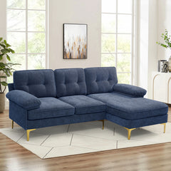 Modern Linen Fabric L-Shaped Couch 4-Seat Sofa Sectional,82.7'' Upholstered Sofa,Convertible Sectional Sofa Couch with Chaise
