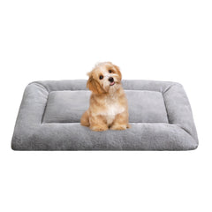 MERITLIFE Plush Washable Dog Bed Ultra Soft Dog Crate Mat Kennel Pad Anti-Slip Pet Sleeping Bed for Small Medium Large Dogs,Gray