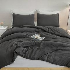 MERITLIFE Comforter Queen Size Set, Dark Gray Lightweight Plain Bedding Comforters Sets, All Season Fluffy Bed Set (90x90In Comforter & 2 Pillowcases)