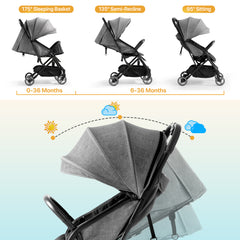 MERITLIFE Lightweight Baby Travel Stroller–Compact & Airplane-Friendly, Portable One-Hand Fold Design - Ergonomic Seat for Infant & Toddler