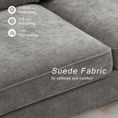 Modern Linen Fabric L-Shaped Couch 4-Seat Sofa Sectional,82.7'' Upholstered Sofa,Convertible Sectional Sofa Couch with Chaise