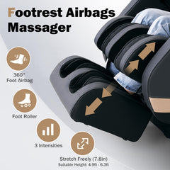 MERITLIFE 4D Massage Chair Full Body|Zero Gravity Shiatsu Massage Chairs Recliner with Heated SL Track Bluetooth Speaker Airbag Yoga Stretch, Foot Roller (BlackGrey)