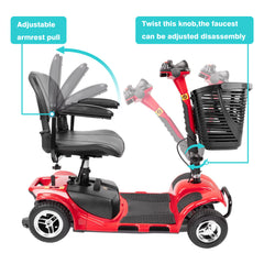 Portable Electric Mobility Scooter 4 Wheel – for Seniors and Adults Comes w/Basket Long Range Battery Pack 10 Miles on a Single Charge – Unique Front & Base LED Lighting Package (Blue)