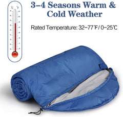 Sleeping Bags for Adults Teens Kids with Compression Sack Portable and Lightweight for 3-4 Season Camping, Hiking,Waterproof, Backpacking and Outdoors（Dark blue）