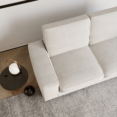 Modern Sofa Couch with Solid Wood Frame for Living Room Furniture Removable Back Cushion and Seat Cushion(Beige),88.58" Wide 3 Seater Sofa for Living Room-Oversized Sofa