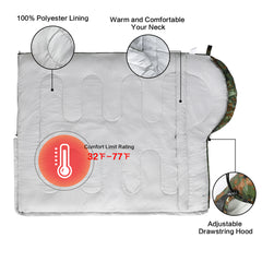 FAIRYLAND Sleeping Bags for Adults Kids with Compression Sack Portable and Lightweight for 3-4 Season Camping, Hiking,Waterproof, Backpacking and Outdoors（Camouflage）