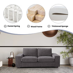 Modern Sofa Couch with Solid Wood Frame for Living Room Furniture Removable Back Cushion and Seat Cushion(Beige),88.58" Wide 3 Seater Sofa for Living Room-Oversized Sofa