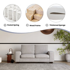 Modern Sofa Couch with Solid Wood Frame for Living Room Furniture Removable Back Cushion and Seat Cushion(Beige),71.25" Wide 2 Seater Sofa for Living Room