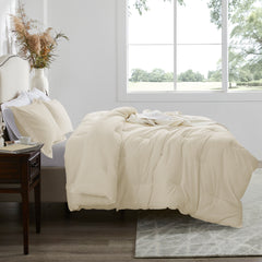 MERITLIFE Beige Comforter Queen Size Set, Lightweight Plain Bedding Comforters Sets, All Season Fluffy Bed Set (90x90In Comforter & 2 Pillowcases)
