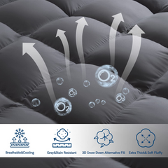 MERITLIFE Cooling  Mattress Topper, Extra Thick Mattress Pad Cover, Plush Pillow Top with Baffle Box Design, Soft Down Alternative Fill, Back Pain Relief, Hotel Feeling