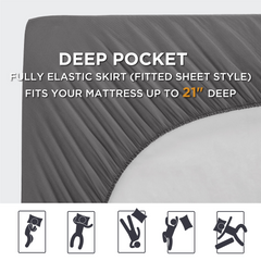 MERITLIFE Extra Thick Cooling Mattress Topper for Back Pain, 100% 400TC Waterproof Mattress Pad Cover - Down Alternative Pillow Top, Hotel Quality Hypoallergenic King Size, Gray