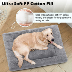 MERITLIFE Plush Washable Dog Bed Ultra Soft Dog Crate Mat Kennel Pad Anti-Slip Pet Sleeping Bed for Small Medium Large Dogs,Gray