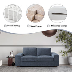 Modern Sofa Couch with Solid Wood Frame for Living Room Furniture Removable Back Cushion and Seat Cushion(Beige),88.58" Wide 3 Seater Sofa for Living Room-Oversized Sofa