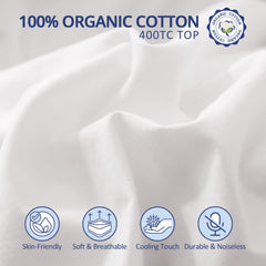 MERITLIFE Extra Thick Cooling  Mattress Topper, Plush Pillow Top with Baffle Box Design, Hand Made 400TC Organic Cotton Pad Cover, Plush & Support Snow Down Alternative, Hotel Quality