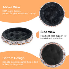 COSYJOY Soft Plush Round Pet Bed Calming Donut Dog Bed for Medium Large Dogs & Cats, Machine Washable Anti-Anxiety Donut Cuddler Round Dog Beds, 30" Dark Gray