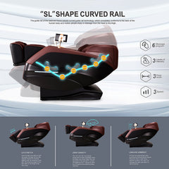 MERITLIFE 2024 Massage Chair, Full Body Zero Gravity Recliner with Yoga Stretching, Intelligent Voice Control, SL Track, Foot Rollers, Airbags, Heating, and Bluetooth (Brown)