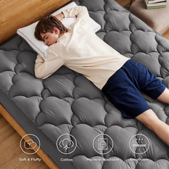 MERITLIFE Extra Thick Cooling Mattress Topper for Back Pain, 100% 400TC Waterproof Mattress Pad Cover - Down Alternative Pillow Top, Hotel Quality Hypoallergenic King Size, Gray