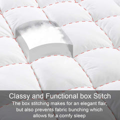 MERITLIFE King Extra Thick Mattress Topper, 400TC Cotton Pillow Top Protector with 8-21" Deep Pocket 5D Spiral Fiber Padding for Back Pain, Cooling Plush Mattress Pad Cover, White