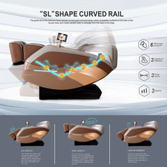 MERITLIFE 2024 Massage Chair, Full Body Zero Gravity Recliner with Yoga Stretching, Intelligent Voice Control, SL Track, Foot Rollers, Airbags, Heating, and Bluetooth (Brown)