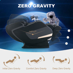 MERITLIFE 4D Massage Chair Full Body|Zero Gravity Shiatsu Massage Chairs Recliner with Heated SL Track Bluetooth Speaker Airbag Yoga Stretch, Foot Roller (BlackGrey)