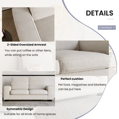 Modern Sofa Couch with Solid Wood Frame for Living Room Furniture Removable Back Cushion and Seat Cushion(Beige),71.25" Wide 2 Seater Sofa for Living Room