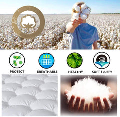 MERITLIFE Waterproof Mattress Pad,400TC 100% Cotton Cooling Mattress Topper Cover Extra Thick Down Alternative Pillow Top Cooling Bed Topper