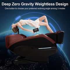 MERITLIFE 2024 Massage Chair, Full Body Zero Gravity Recliner with Yoga Stretching, Intelligent Voice Control, SL Track, Foot Rollers, Airbags, Heating, and Bluetooth (Brown)
