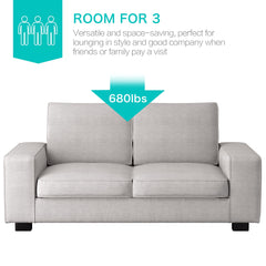 Modern Sofa Couch with Solid Wood Frame for Living Room Furniture Removable Back Cushion and Seat Cushion(Beige),71.25" Wide 2 Seater Sofa for Living Room